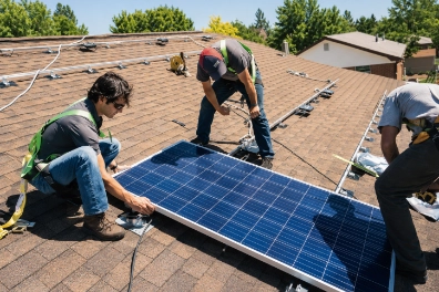 Solar panel installation by Jalade Management for homes and businesses in Gauteng.